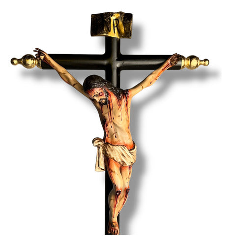 Cristo O Crucifijo De Base Decorado Con Hoja De Oro 74cm