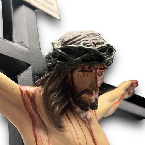 Cristo Muerto O Crucifijo Al Óleo En Cruz Octagonal 75cm