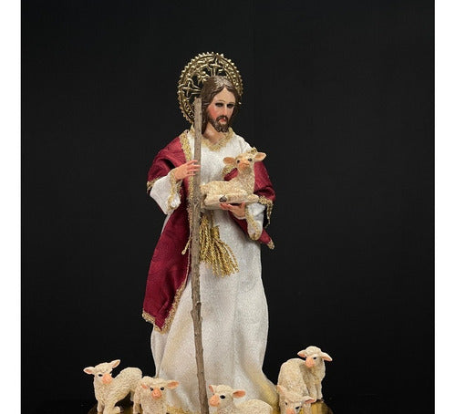Jesús El Buen Pastor Para Vestir 38 Cm Con Accesorios