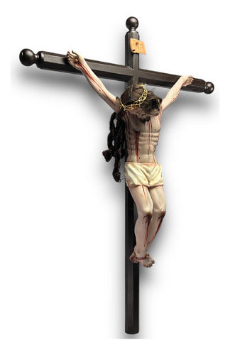 Cristo Muerto Tallado En Madera Acabado Bruñido 77cm
