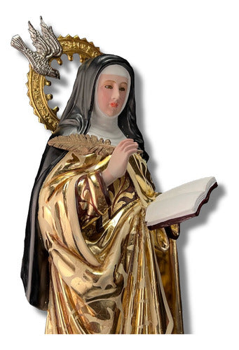 Santa Teresa De Ávila 40cm Oleo Hoja Oro Y Aureola 1.0