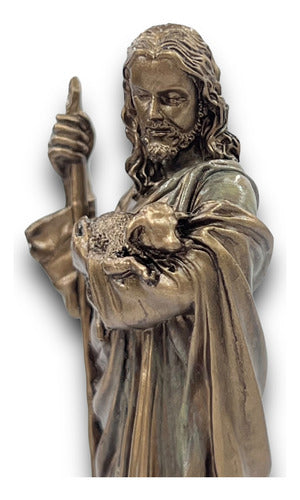 Jesús El Buen Pastor Figura Terminado Bronce Detallada 9cm