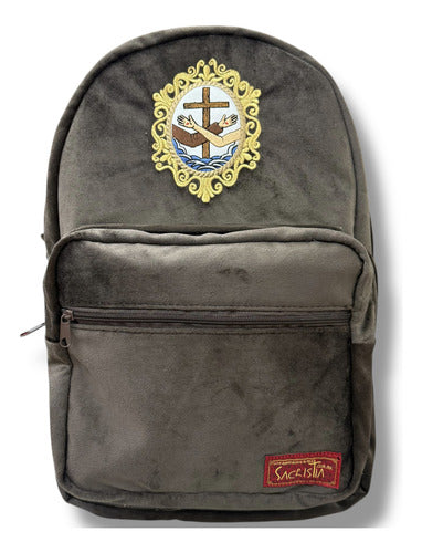 Mochila Sacristía Franciscana Escudo Franciscano Bordada