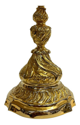 Caliz De Alpaca Dorada Pieza Única Cincelado A Mano 24cm