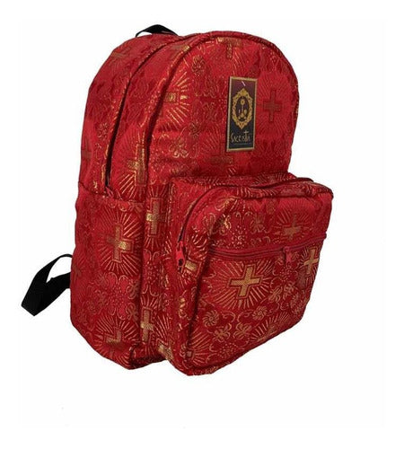 Mochila Brocado Litúrgico Rojo 3 Modelo Sacristia