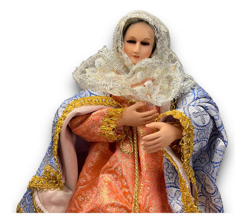 José Y María Imágenes De Vestir Talla En Madera 30cm