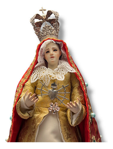 Virgen De Los Dolores Tallada En Madera Con Accesorios 57cm