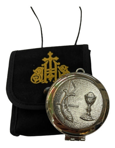 Set Porta Relicario Y Píxide Niquelado Ministros Eucaristía