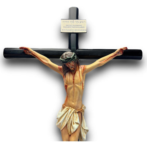 Cristo Muerto O Crucifijo Al Óleo En Cruz Octagonal 75cm