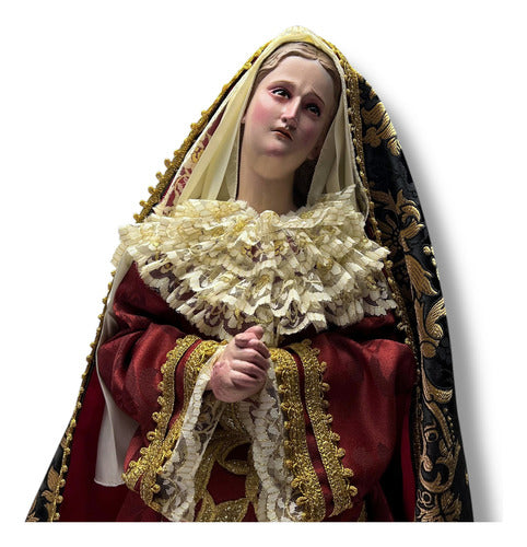Dolorosa O Virgen De Los Dolores Para Vestir Y Bruñida 60cm