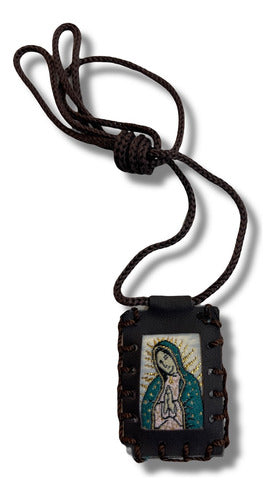 Escapulario Sagrado Corazon  Con Virgen De Guadalupe Bordado