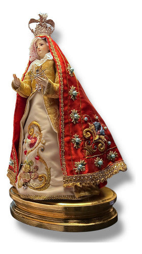 Virgen De Los Dolores Tallada En Madera Con Accesorios 57cm