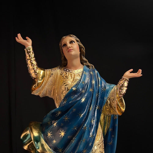 Asunción De María 81cm Óleo Y Hoja De Oro