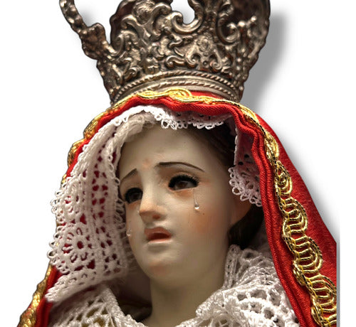 Virgen De Los Dolores Tallada En Madera Con Accesorios 57cm