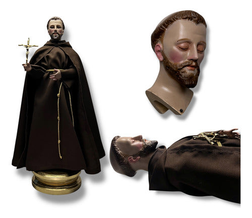 San Francisco De Asís Para Vestir Con 2 Cabezas Bruñido 57cm