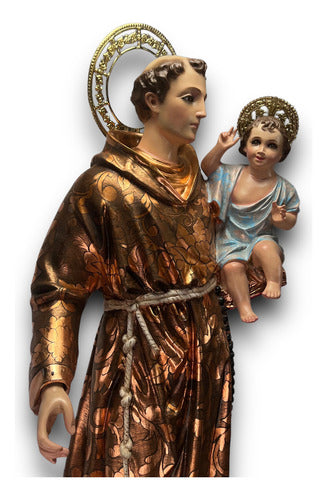 San Antonio De Padua Decorado En Hoja De Cobre 107cm