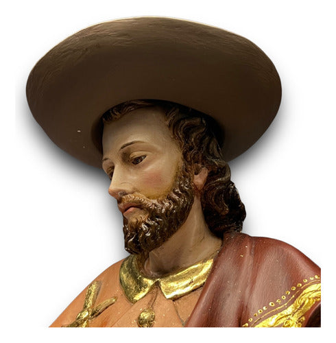 Santiago Peregrino Talla En Madera Decorado En Oro Fino 43cm