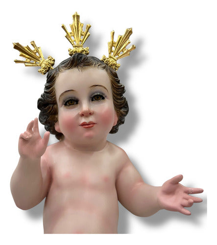 Niño Dios Con Potencias Tallado En Cedro 34cm