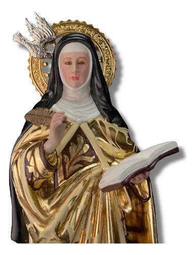 Santa Teresa De Ávila 40cm Oleo Hoja Oro Y Aureola 1.0