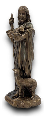 Jesús El Buen Pastor Figura Terminado Bronce Detallada 9cm