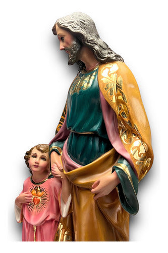 San José Con Niño Jesús De Pie Acabado En Hoja De Oro 64cm