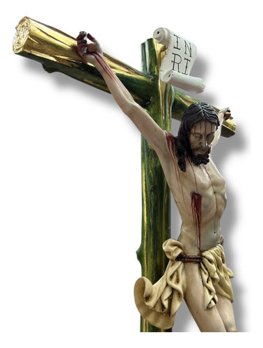 Calvario Tallado En Madera Decorado Con Oro Fino 77cm