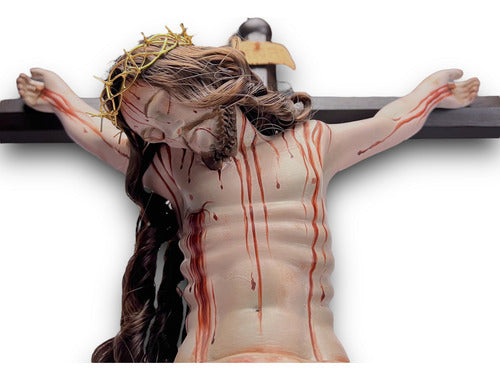 Cristo Muerto Tallado En Madera Acabado Bruñido 77cm