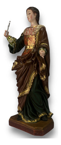 Santa Apolonia Tallada En Madera Con Oro Fino 40cm