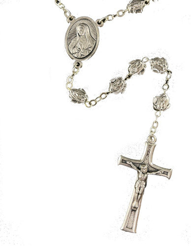 Rosario Virgen De Guadalupe Pavonado En Plata