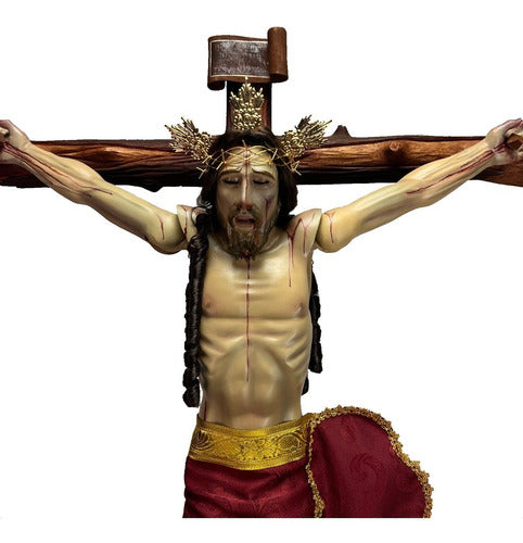 Cristo De Base  Articulado De Brazos Talla En Cedro 110