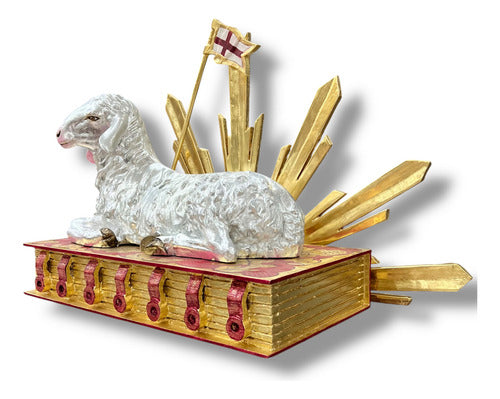 Cordero Pascual O Agnus Dei En Hoja De Oro Y Plata 80cmx50cm