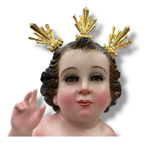 Niño Dios Con Potencias Tallado En Cedro 34cm