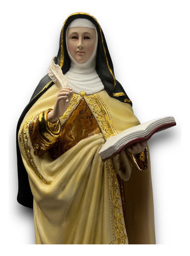 Santa Teresa De Ávila Talla En Madera Con Oro Fino 40cm