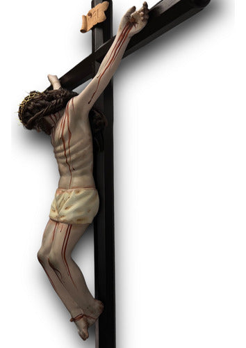 Cristo Muerto Tallado En Madera Acabado Bruñido 77cm