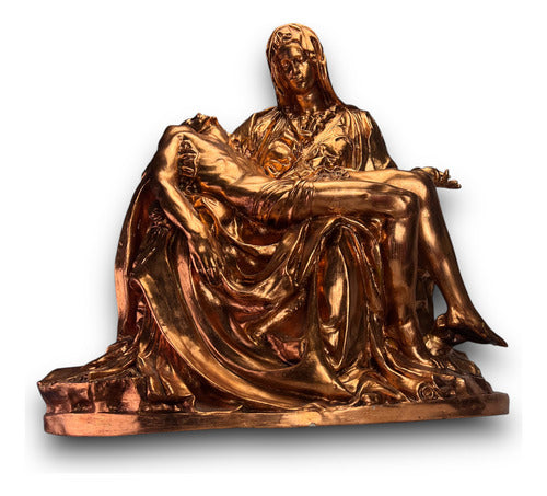 Virgen De La Piedad En Hoja De Bronce 65cm