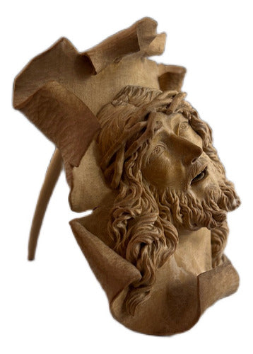 Divino Rostro De Cristo Tallado En Madera Naranjillo 12 X9cm