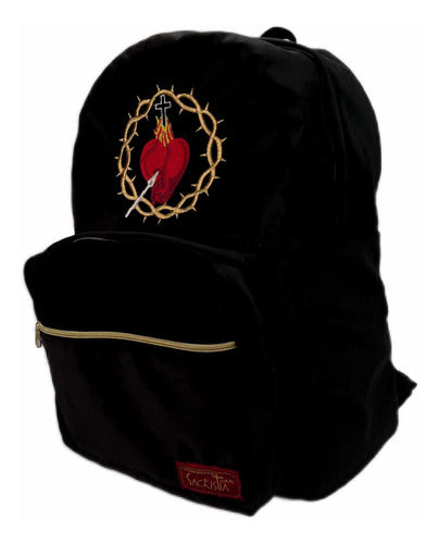 Mochila Sacristía Bordada Corazón De Jesús