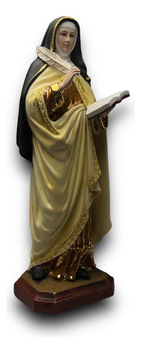 Santa Teresa De Ávila Talla En Madera Con Oro Fino 40cm