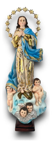Inmaculada Concepcion De Maria Tallada En Madera 34cm