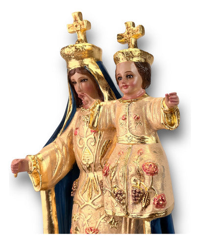 Virgen De La Candelaria 77cm Hoja De Oro Al Óleo