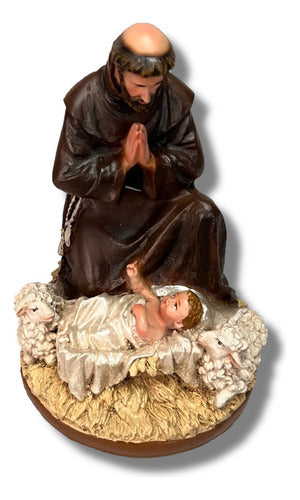 Figura De San Francisco De Asís Con Niño Dios 20 Cm