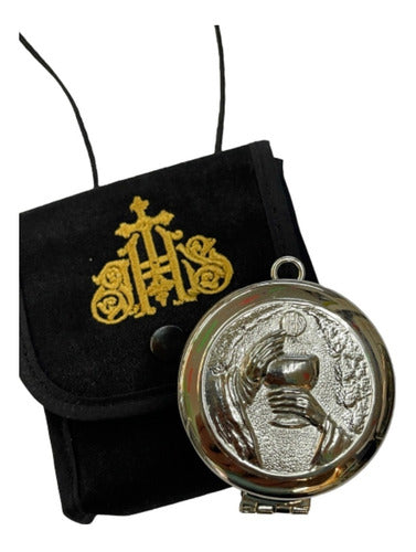 Set Porta Relicario Y Píxide Niquelado Ministros Eucaristía