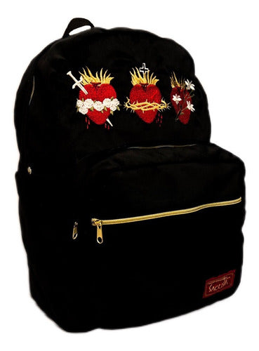 Mochila Sacristía Bordada Tres Corazones