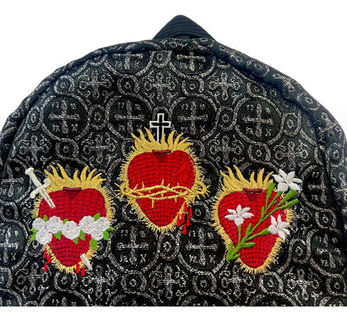 Mochila Mini Sacristía Bordada 3 Corazones