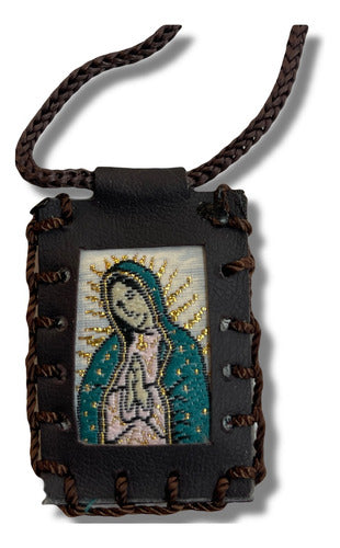 Escapulario Sagrado Corazon  Con Virgen De Guadalupe Bordado