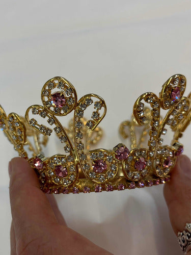 Corona Reinal #7 Bañada En Oro Cristal Cortado