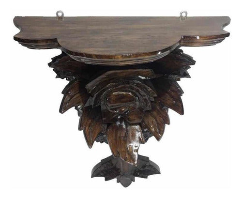 Repisa Tallada En Madera 38 X 18cm Color Nogal