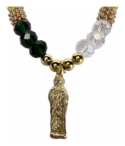 12 Pulseras San Judas Tadeo Cristal Y Elástico